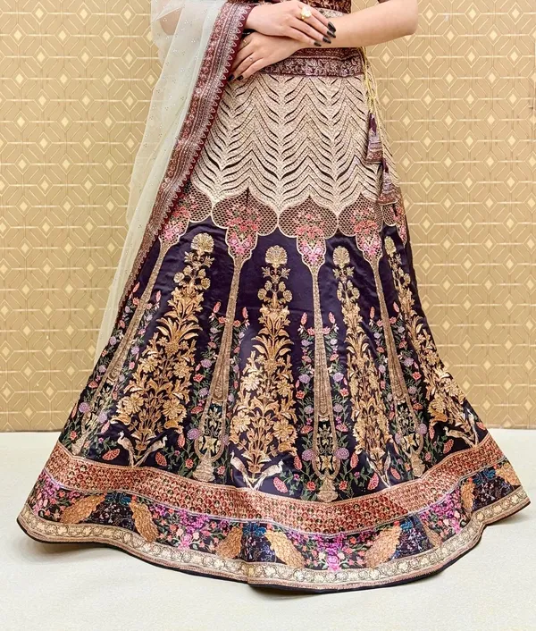 Maroon_Swarovski_Stone_Work_Printed_Lehenga_Choli_For_Women_&_Girls