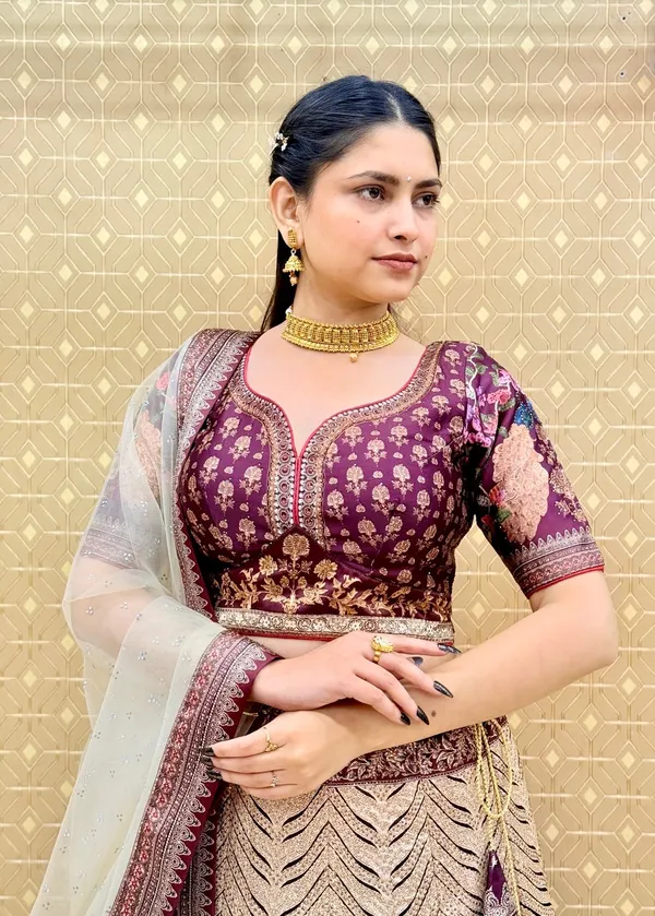 Maroon_Swarovski_Stone_Work_Printed_Lehenga_Choli_For_Women_&_Girls