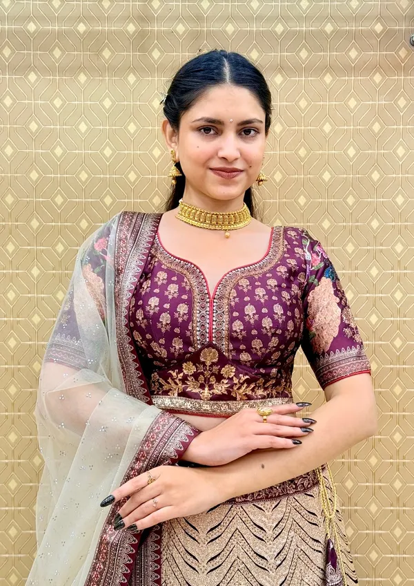 Maroon_Swarovski_Stone_Work_Printed_Lehenga_Choli_For_Women_&_Girls