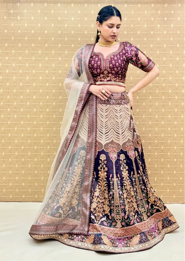 Maroon_Swarovski_Stone_Work_Printed_Lehenga_Choli_For_Women_&_Girls