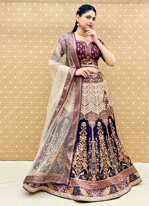 Maroon_Swarovski_Stone_Work_Printed_Lehenga_Choli_For_Women_&_Girls