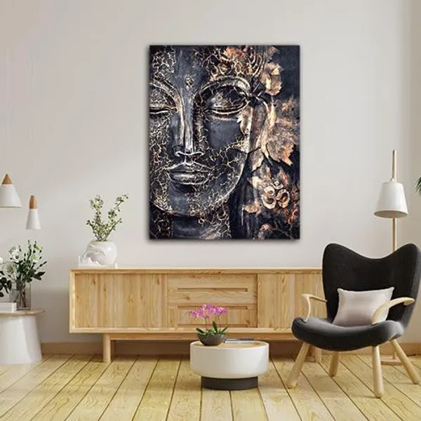 Multicolour_Beautiful_Landscape_Lord_Buddha_Golden_Face_Canvas_Painting_Wall_Frame_Wall_Decor_For_Living_Room,_Modern_Art_Painting_(Ready_To_Hang)_(20_By_30_Inches)