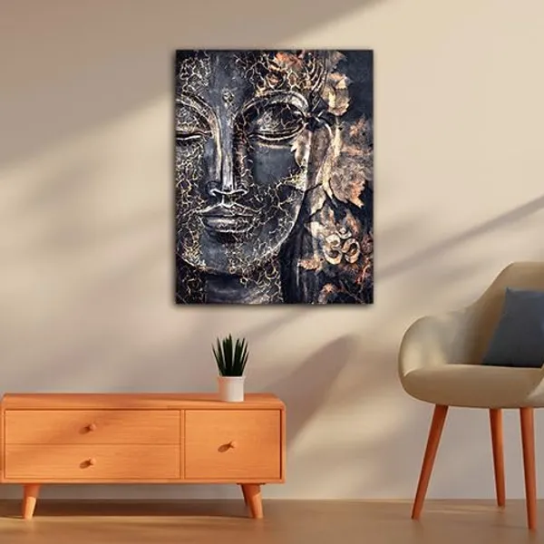 Multicolour_Beautiful_Landscape_Lord_Buddha_Golden_Face_Canvas_Painting_Wall_Frame_Wall_Decor_For_Living_Room,_Modern_Art_Painting_(Ready_To_Hang)_(20_By_30_Inches)