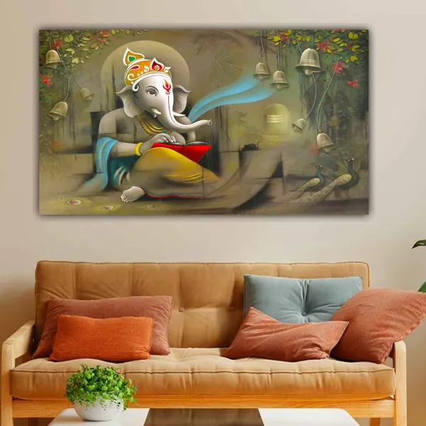 Multicolour_Ganesha_Paintings_Canvas_Wall_Art_For_Living_Room_Big_Size_(With_Wooden_Framing)_(48_By_24_Inches)