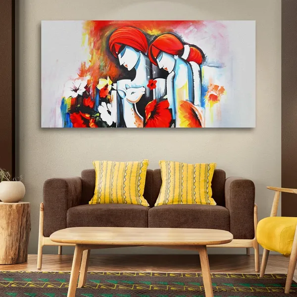 Multicolour_Radha_Krishna_Canvas_Painting_Wall_Frame_Wall_Decor,_Big_Size_Canvas_Painting_With_Frame_|_Madhubani_Painting_|_Radha_Krishna_Wall_Frame_(Ready_To_Hang)_(48_By_24_Inches)