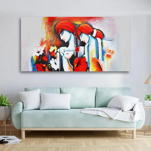 Multicolour_Radha_Krishna_Canvas_Painting_Wall_Frame_Wall_Decor,_Big_Size_Canvas_Painting_With_Frame_|_Madhubani_Painting_|_Radha_Krishna_Wall_Frame_(Ready_To_Hang)_(48_By_24_Inches)