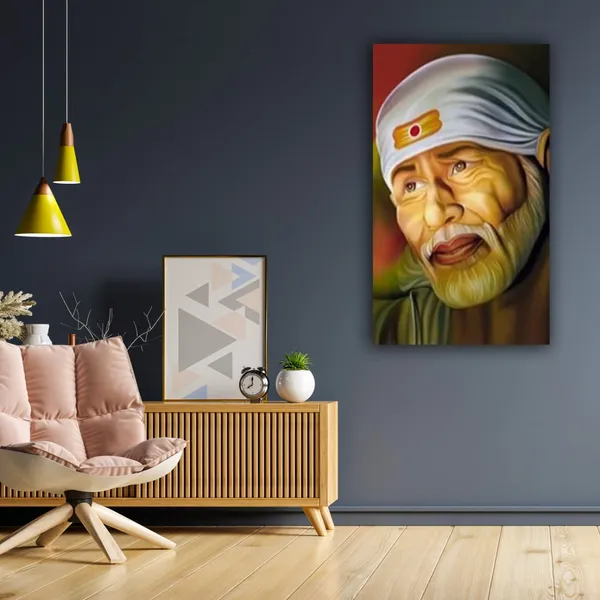 Multicolour_Beautiful_Canvas_Sai_Baba_Painting_Photo_Frame_For_Living_Room_|_Bedroom_Big_Size_(With_Frame)_(24_By_36_Inches)