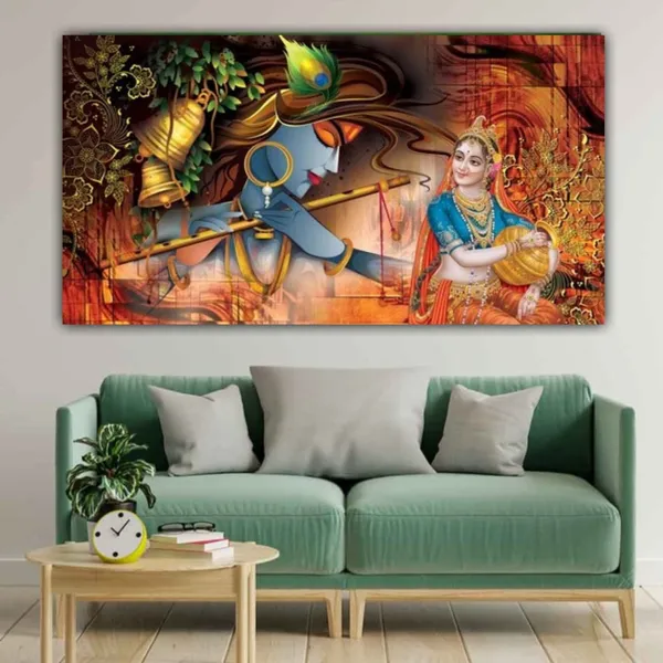 Multicolour_Beautiful_Canvas_Madhubani_Radha_Krishna_Painting_With_Frame_For_Living_Room_Wall_Decor_Big_Size_Large_Photo_Home_Decoration_|_Bedroom_(48X24_Inches_|_120X60_Cm)