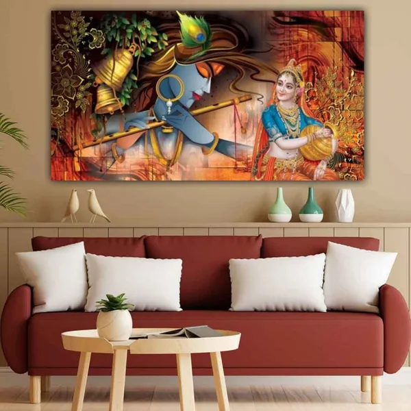 Multicolour_Beautiful_Canvas_Madhubani_Radha_Krishna_Painting_With_Frame_For_Living_Room_Wall_Decor_Big_Size_Large_Photo_Home_Decoration_|_Bedroom_(48X24_Inches_|_120X60_Cm)