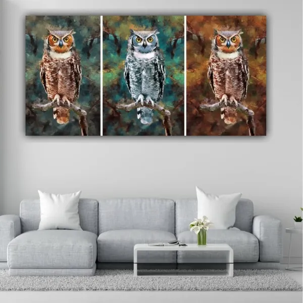 Multicolour_Beautiful_Great_Horned_Owl_Paintings_Abstract_Modern_Wall_Art_Decor_Set_Of_3_Multiple_Frame_Big_Large_Size_Painting_For_Living_Room_(18_By_24_Inches_Each)
