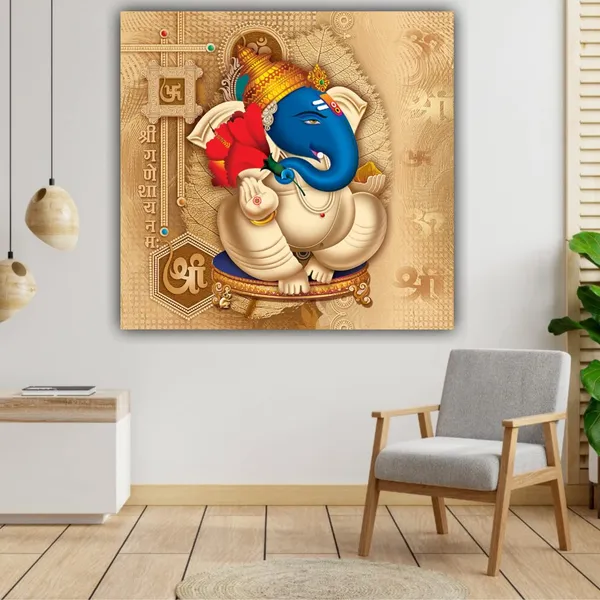 Multicolour_Beautiful_Ganesha_Painting_Modern_Wall_Art_Decor_Canvas_Paintings_For_Living_Room_|_Bedroom_|_Office_Walls_(24_By_24_Inches)_(With_Frame)