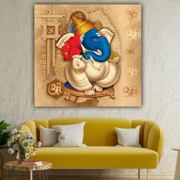 Multicolour_Beautiful_Ganesha_Painting_Modern_Wall_Art_Decor_Canvas_Paintings_For_Living_Room_|_Bedroom_|_Office_Walls_(24_By_24_Inches)_(With_Frame)