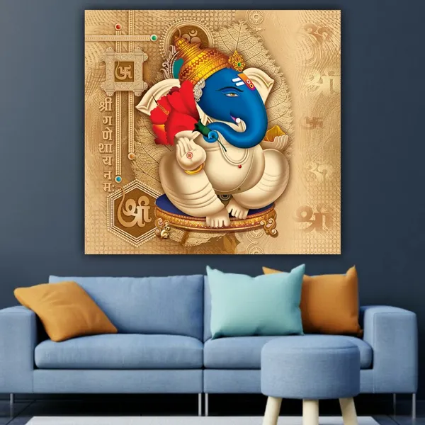 Multicolour_Beautiful_Ganesha_Painting_Modern_Wall_Art_Decor_Canvas_Paintings_For_Living_Room_|_Bedroom_|_Office_Walls_(24_By_24_Inches)_(With_Frame)