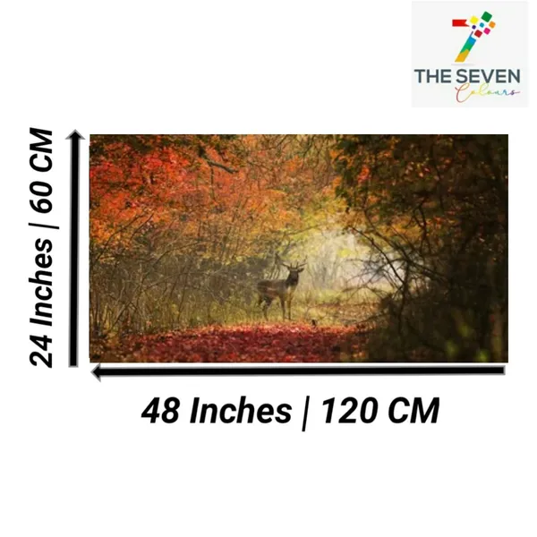 Multicolour_Beautiful_Canvas_Painting_The_Curious_Deer_Frame_For_Living_Room_|_Bedroom_|_Office_Walls_|_Big_Size_Large_Paintings_(With_Frame)_(48_By_24_Inches)