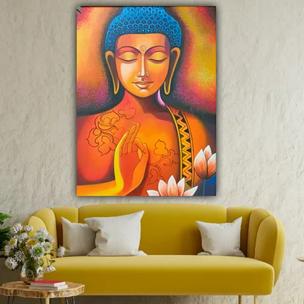 Multicolour_Handmade_Buddha_Painting_Canvas_Acrylic_Paint_Paintings_For_Living_Room_(With_Frame)_(24_By_36_Inches)