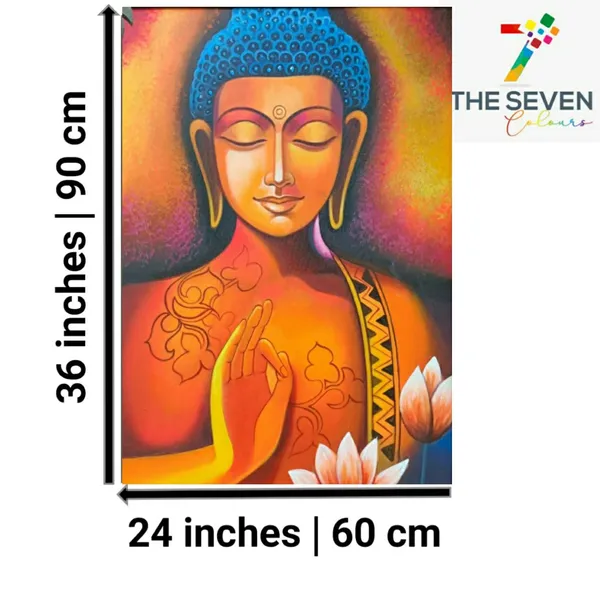 Multicolour_Handmade_Buddha_Painting_Canvas_Acrylic_Paint_Paintings_For_Living_Room_(With_Frame)_(24_By_36_Inches)