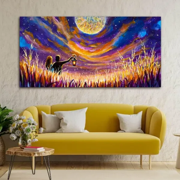 Multicolour_Landscape_Beautiful_Couples_Canvas_Painting_Wall_Frame_Wall_Decor_For_Living_Room_|_Couples_In_Night_Sky_Painting_(Ready_To_Hang)_(60_By_30_Inches)