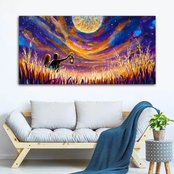 Multicolour_Landscape_Beautiful_Couples_Canvas_Painting_Wall_Frame_Wall_Decor_For_Living_Room_|_Couples_In_Night_Sky_Painting_(Ready_To_Hang)_(60_By_30_Inches)