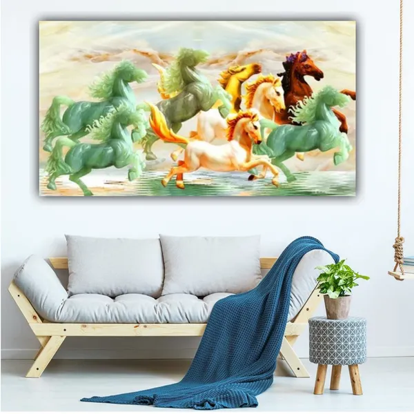 Multicolour_Beautiful_Vastu_Seven_Running_Horses_Painting_Sunrise_With_Frame_For_Living_Room_Wall_Decors_Big_Large_Size_Canva_Painting_(48_By_24_Inches)