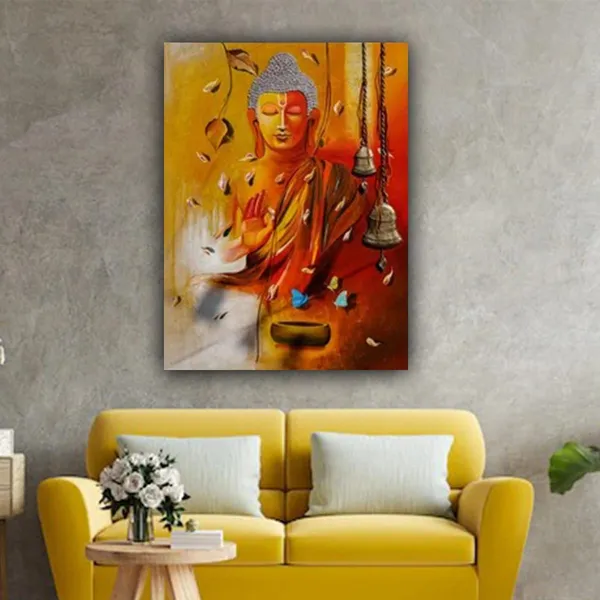 Multicolour_Buddha_Paintings_Beautiful_Canvas_Meditating_Buddha_Abstract_Painting_For_Living_Room_Big_Size_(24_By_48_Inches)_(With_Frame)