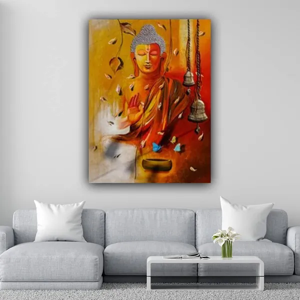 Multicolour_Buddha_Paintings_Beautiful_Canvas_Meditating_Buddha_Abstract_Painting_For_Living_Room_Big_Size_(24_By_48_Inches)_(With_Frame)