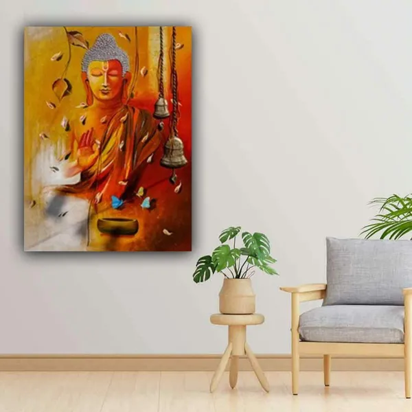 Multicolour_Buddha_Paintings_Beautiful_Canvas_Meditating_Buddha_Abstract_Painting_For_Living_Room_Big_Size_(24_By_48_Inches)_(With_Frame)
