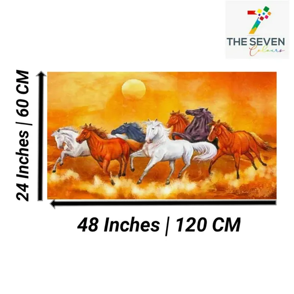 Multicolour_Beautiful_Vastu_Seven_Running_Horses_Painting_Sunrise_With_Frame_For_Living_Room_Wall_Decors_Big_Large_Size_Canvas_Modern_Wall_Arts_For_Home_Decoration_|_Bedroom_(48_By_24_Inches)
