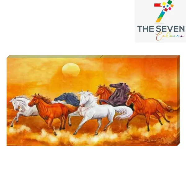 Multicolour_Beautiful_Vastu_Seven_Running_Horses_Painting_Sunrise_With_Frame_For_Living_Room_Wall_Decors_Big_Large_Size_Canvas_Modern_Wall_Arts_For_Home_Decoration_|_Bedroom_(48_By_24_Inches)