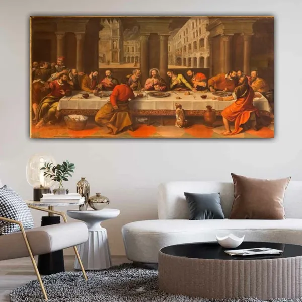 Multicolour_Beautiful_Canvas_Last_Supper_Of_Jesus_Painting_For_Living_Room_Wall_Decoration_Big_Size_Large_Ancient_Art_Frame_Paintings_For_Home_Decor_(With_Frame)_(60_By_30_Inches)