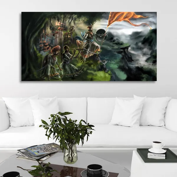 Multicolour_Beautiful_Chatrapati_Sambhaji_Raje_Canvas_Painting_Wall_Frame_Wall_Decor_|_Modern_Art_Canvas_Painting_(Ready_To_Hang)_(60_By_30_Inches)