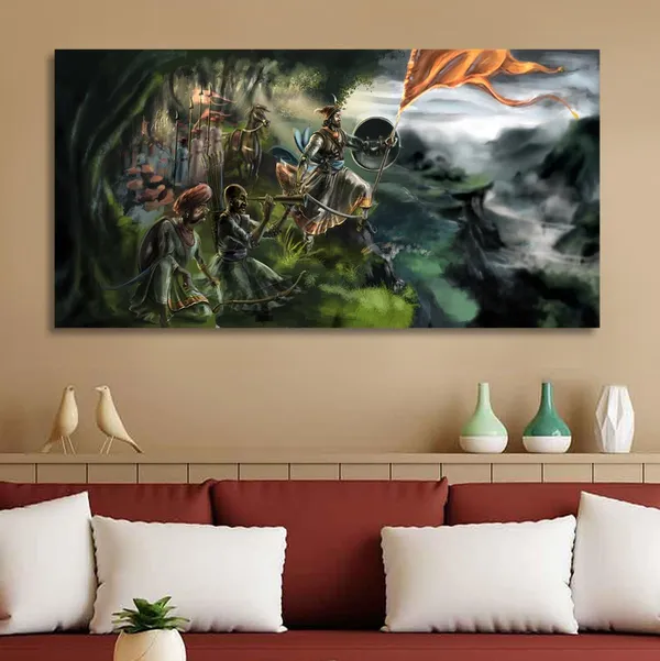 Multicolour_Beautiful_Chatrapati_Sambhaji_Raje_Canvas_Painting_Wall_Frame_Wall_Decor_|_Modern_Art_Canvas_Painting_(Ready_To_Hang)_(60_By_30_Inches)