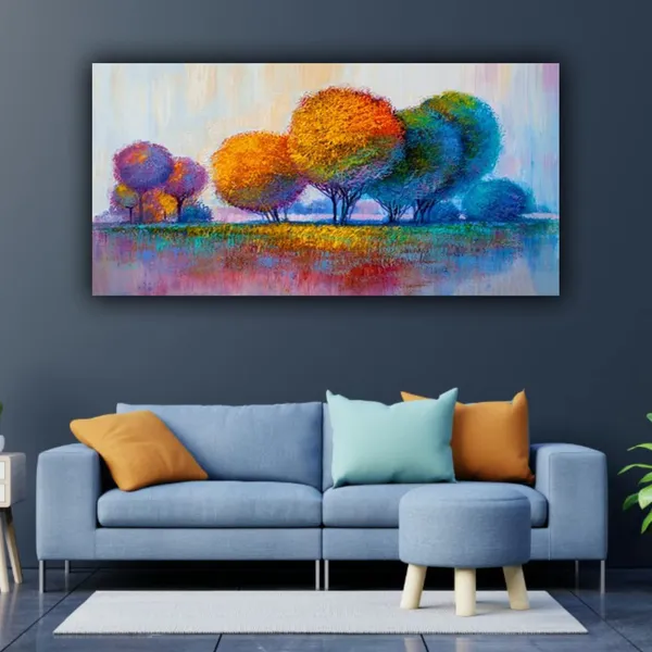 Multicolour_Beautiful_Canvas_Paintings_Red_Flower_Tree_Landscape_Modern_Wall_Art_Painting_Big_Size_For_Living_Room_|_Bedroom_(With_Wooden_Frame)_(48_By_24_Inches)