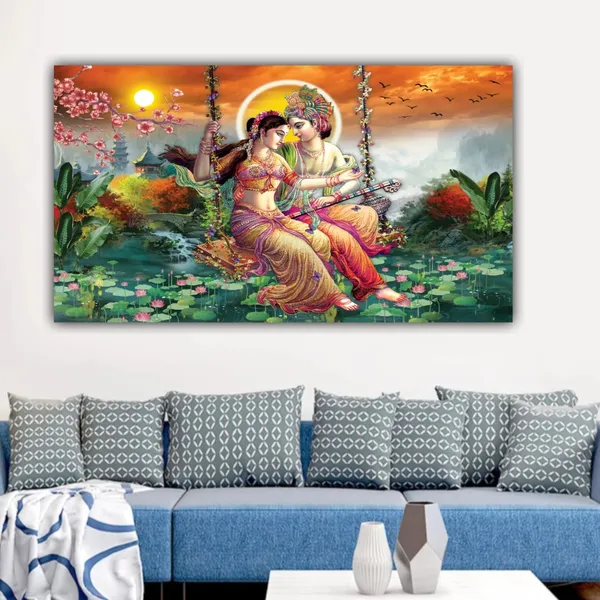 Multicolour_Beautiful_Madhubani_Radha_Krishna_Painting_With_Frame_For_Living_Room_Wall_Decor_Big_Size_Large_Photo_Home_Decoration_|_Bedroom_|_Office_Walls_(48_By_24_Inches)