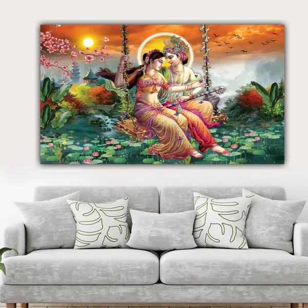 Multicolour_Beautiful_Madhubani_Radha_Krishna_Painting_With_Frame_For_Living_Room_Wall_Decor_Big_Size_Large_Photo_Home_Decoration_|_Bedroom_|_Office_Walls_(48_By_24_Inches)