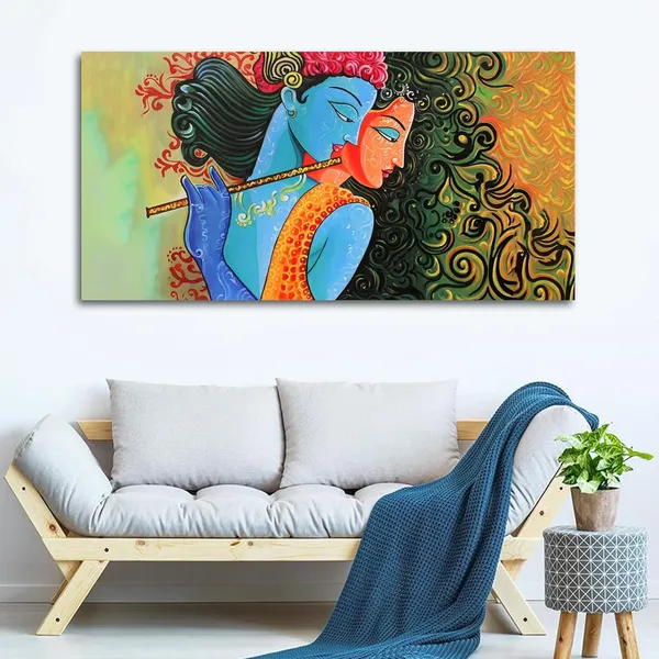 Multicolour_Madhubani_Radha_Krishna_Painting_Canvas_Frame_Big_Large_Size_Wall_Frame_Wall_Decor_|_Canvas_Painting_|_Home_Decoration_|_Office_Walls_Decor_(Ready_To_Hang)_(48_By_24_Inches)