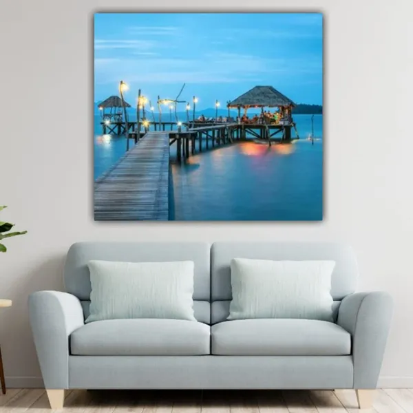 Multicolour_Beautiful_Sunset_Seaside_Island_Painting_Canvas_Abstract_Modern_Wall_Art_Decor_Paintings_For_Living_Room_(With_Frame)_(24_By_24_Inches)