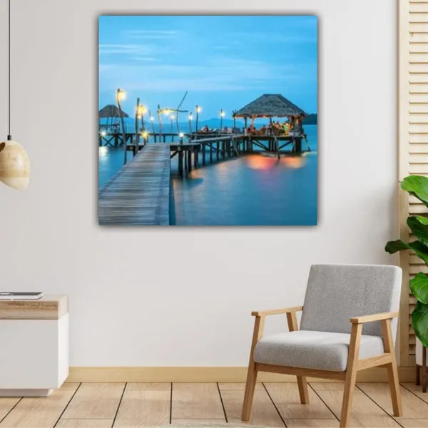 Multicolour_Beautiful_Sunset_Seaside_Island_Painting_Canvas_Abstract_Modern_Wall_Art_Decor_Paintings_For_Living_Room_(With_Frame)_(24_By_24_Inches)