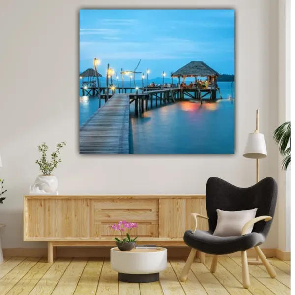 Multicolour_Beautiful_Sunset_Seaside_Island_Painting_Canvas_Abstract_Modern_Wall_Art_Decor_Paintings_For_Living_Room_(With_Frame)_(24_By_24_Inches)