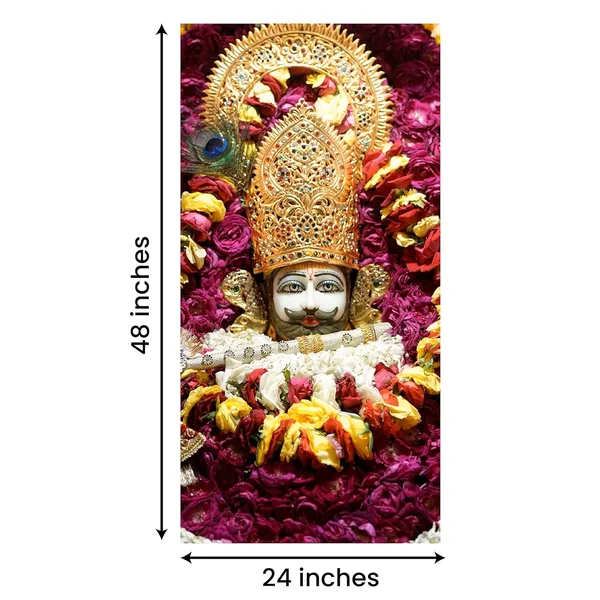 Multicolour_Khatu_Shyam_Ji_Photo_Frame_For_Wall_Decoration_|_Khatu_Shyam_Ji_Temple_Photo_Frame_Canvas_With_Wooden_Frames_|_Khatu_Shyam_Ji_Decorative_Wall_Deames_(48_By_24_Inches)