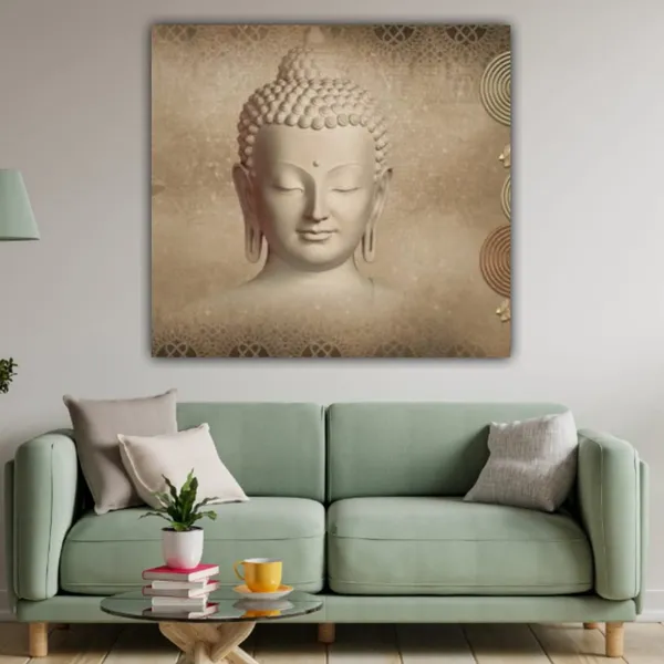 Multicolour_Beautiful_Meditating_Buddha_Painting_Canvas_Abstract_Modern_Wall_Art_Decor_Paintings_For_Living_Room_(With_Frame)_(24_By_24_Inches)