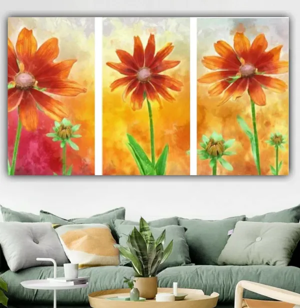 Multicolour_Beautiful_Textured_Flower_Paintings_Modern_Abstract_Wall_Art_Canvas_Painting_Multiple_Frame_Set_Of_3_For_Living_Room_(12_By_24_Inches_Each)