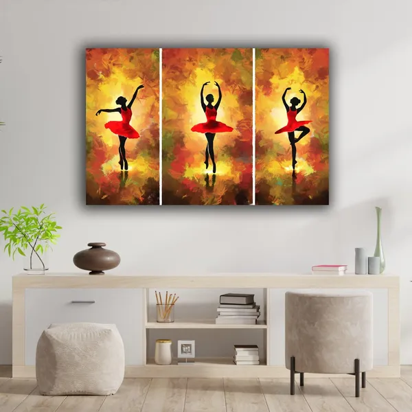 Multicolour_Beautiful_Ballerina_Dancing_Girl_Canvas_Paintings_For_Living_Room_|_Bedroom_Multi_Frame_Pack_Of_3_(With_Wooden_Frame)_(18_By_24_Inches_Each)