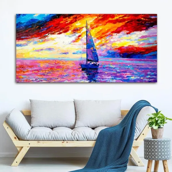 Multicolour_Beautiful_Landscape_Big_Panoramic_Sail_Ship_During_Sunset_Seascape_Canvas_Painting_Wall_Frame_Wall_Decor_|_Modern_Art_Canvas_Painting_(Ready_To_Hang)_(60_By_30_Inches)
