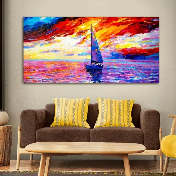 Multicolour_Beautiful_Landscape_Big_Panoramic_Sail_Ship_During_Sunset_Seascape_Canvas_Painting_Wall_Frame_Wall_Decor_|_Modern_Art_Canvas_Painting_(Ready_To_Hang)_(60_By_30_Inches)