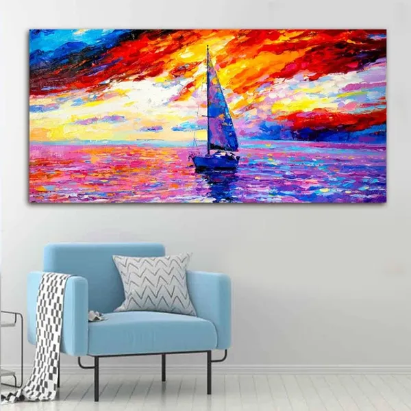 Multicolour_Beautiful_Landscape_Big_Panoramic_Sail_Ship_During_Sunset_Seascape_Canvas_Painting_Wall_Frame_Wall_Decor_|_Modern_Art_Canvas_Painting_(Ready_To_Hang)_(60_By_30_Inches)