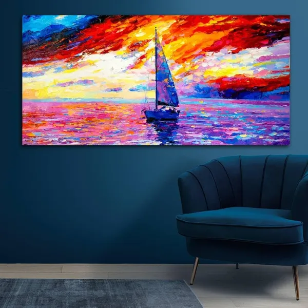 Multicolour_Beautiful_Landscape_Big_Panoramic_Sail_Ship_During_Sunset_Seascape_Canvas_Painting_Wall_Frame_Wall_Decor_|_Modern_Art_Canvas_Painting_(Ready_To_Hang)_(60_By_30_Inches)