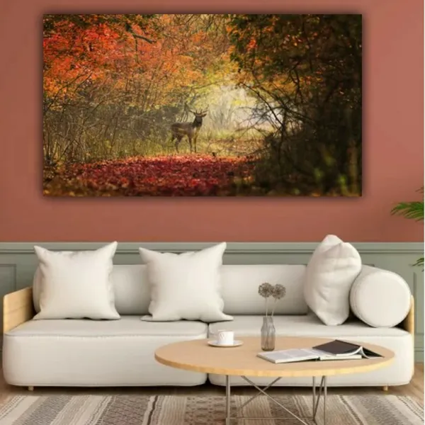 Multicolour_Beautiful_Canvas_Painting_The_Curious_Deer_Frame_For_Living_Room_|_Bedroom_|_Office_Walls_|_Big_Size_Large_Paintings_(With_Frame)_(60_By_30_Inches)