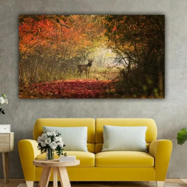 Multicolour_Beautiful_Canvas_Painting_The_Curious_Deer_Frame_For_Living_Room_|_Bedroom_|_Office_Walls_|_Big_Size_Large_Paintings_(With_Frame)_(60_By_30_Inches)