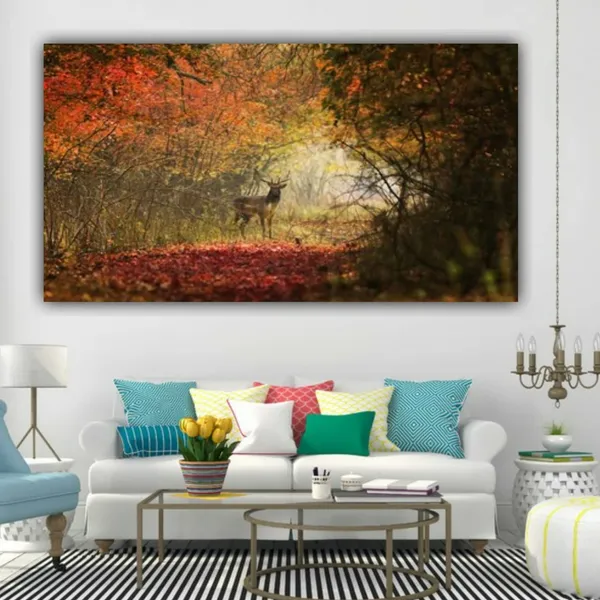 Multicolour_Beautiful_Canvas_Painting_The_Curious_Deer_Frame_For_Living_Room_|_Bedroom_|_Office_Walls_|_Big_Size_Large_Paintings_(With_Frame)_(60_By_30_Inches)