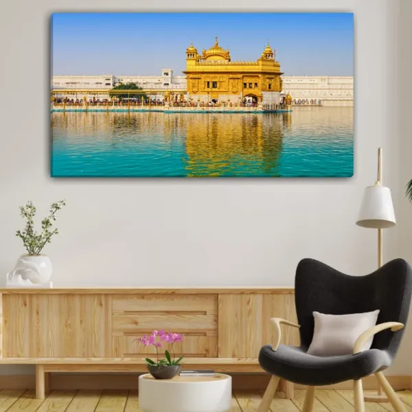 Multicolour_Beautiful_Golden_Temple_Harmandir_Sahib_Canvas_Painting_Frame_(With_Wooden_Frame)_(60_By_30_Inches)